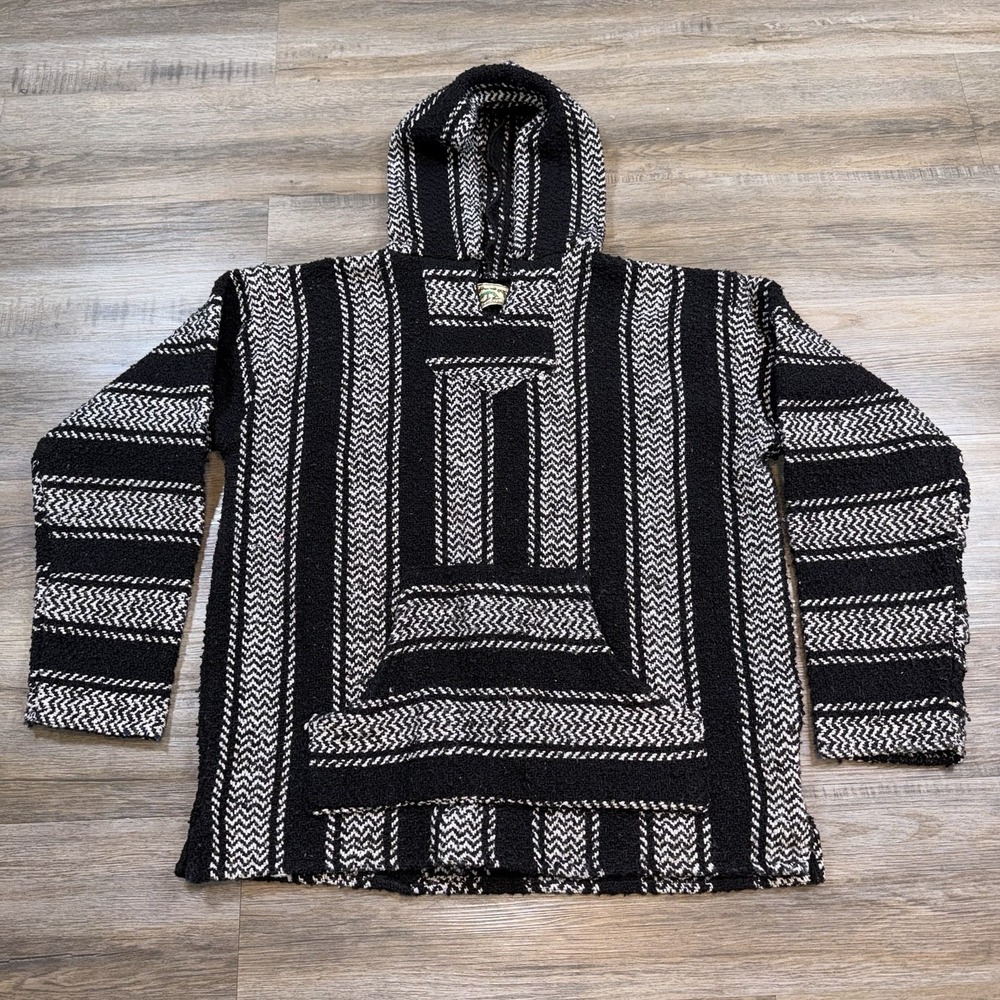 Baja Joe Hoodie Mens Extra Large Pullover Long Sleeve Black White Earth Ragz
